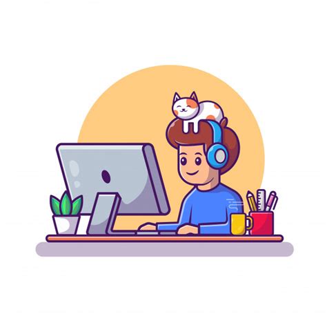Working from home sounded great in february (before the pandemic). Premium Vector | Man working on laptop icon illustration ...