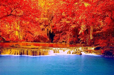 1920x1080px 1080p Free Download Colorful Waterfall Fall Autumn