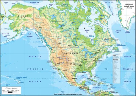 Physical North America Map World Map Blank And Printable
