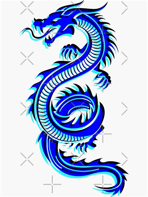 Cyan And Blue Dragon Sticker For Sale By Abigabhall Redbubble
