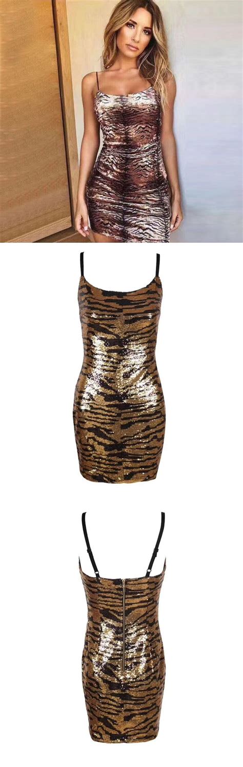 Spaghetti Strap Leopard Print Sexy Mini Club Dress Power Day Sale