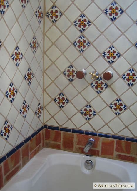 MexicanTiles Com Bathroom Shower Wall And Tub With Seville Talavera Mexican Tile