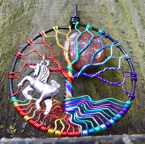 Rainbow Tree Of Life Pendant Tree Of Life Necklace Full