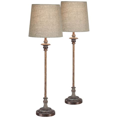 Regency Hill Traditional Buffet Table Lamps Set Of 2 Weathered Brown