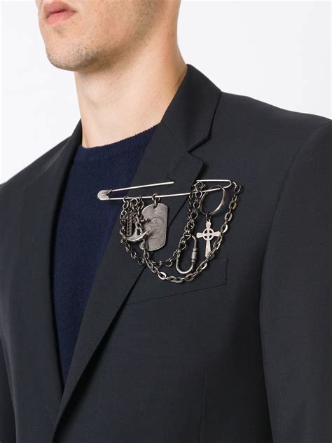Lyst Jean Paul Gaultier Charm Safety Pin Brooch In Black