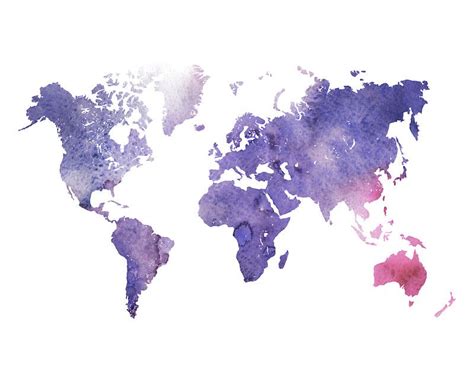 Purple Watercolor World Map Sticker For Sale By Anabellstar Water