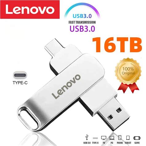 Lenovo 16TB USB 3 0 Flash Drives High Speed Transfer Metal Pendrive