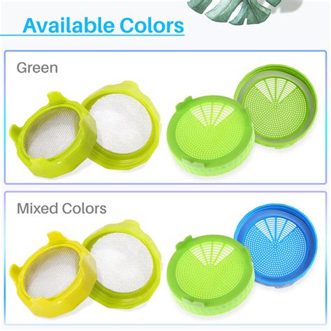 Kalevel 4 Pack Plastic Sprouting Lids Bean Sprout Jar Lid Strainer Tops