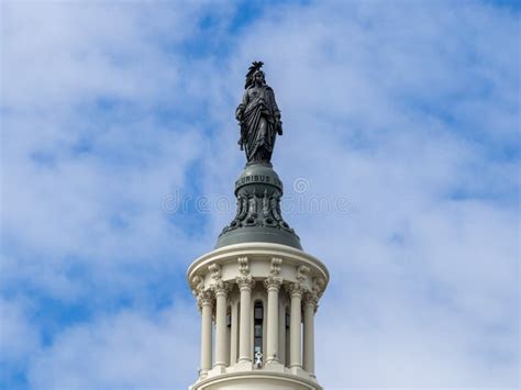 Washington United States Of America Statue Of Freedom On The Dome Of