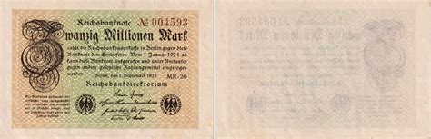 Inflation Banknote 20 Millionen Mark 1923 Kn Nr Braun 6 Stellig