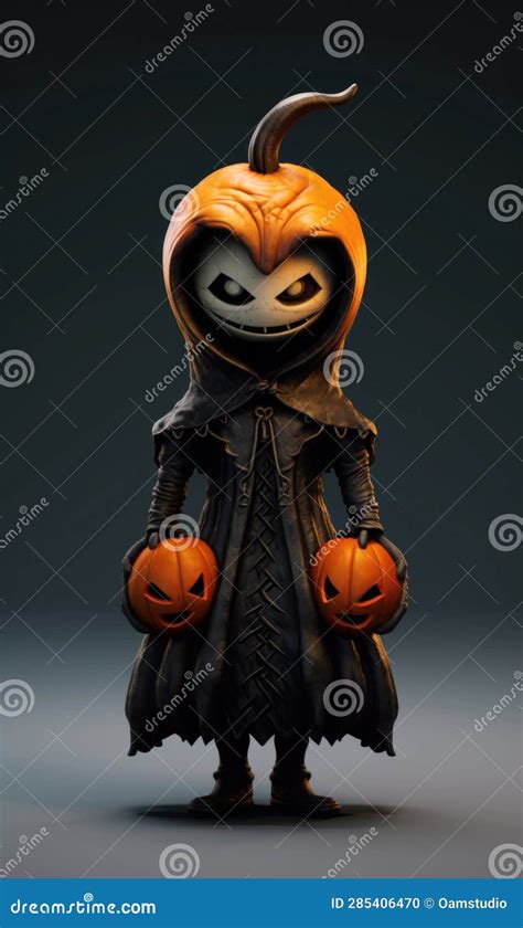 Very Scary Character Evil Pumpkin Figure With Arms And Legs Wearing A