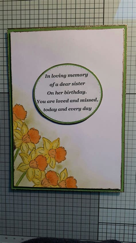 Maybe you would like to learn more about one of these? Memorial card for a March birthday, with green, gold and daffodils. | Memorial cards, Dear ...