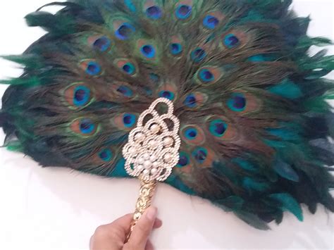 Peacock Feather Fan Bridal Fan Wedding Hand Fan Festival Etsy Uk