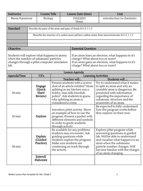Annotated Lesson Plan Samples