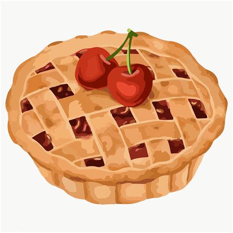 Hand Drawn Vectorized Cherry Pie Sticker Design Resource Free Image By Rawpixel Com Aew