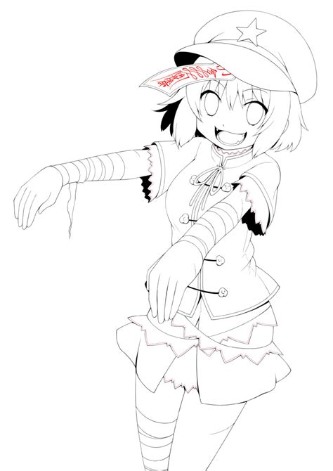 Safebooru 1girl Eichi Yuu Hat Highres Jiangshi Lineart Looking At