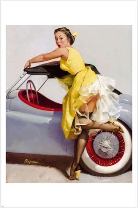 Vintage 1955 Convertible And Pin Up Girl Poster 24x36 Sexy Hot Etsy