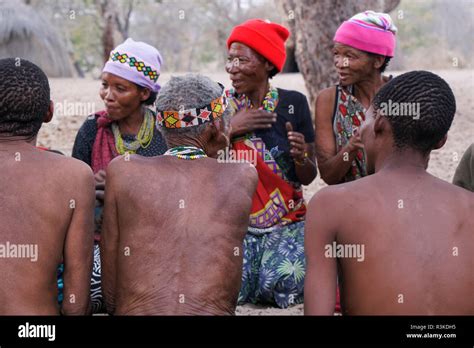 Men And Women Playing A Game In The San Bushmen Village Near Nhoma Namibia Africa Editorial
