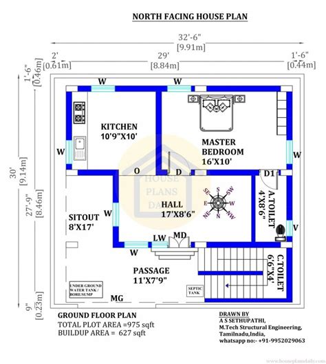 North Facing Double Bedroom House Plan Per Vastu