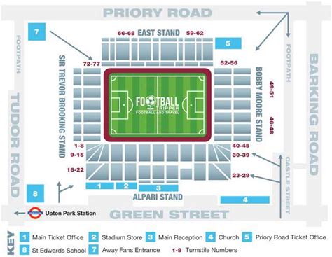 West Ham Stadium Seats Map