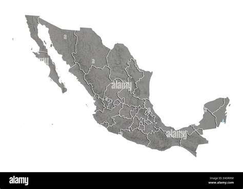 Mexico Relief Map With State Boundaries Stock Photo Alamy