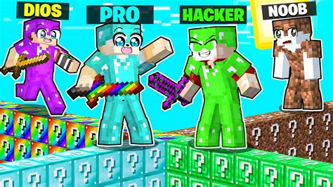 ¡desafio De Lucky Blocks Noob Vs Pro Vs Hacker⚔️ En Minecraft Con