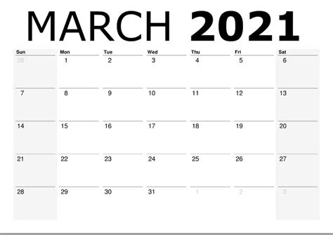 To change first day of the week to monday, click here. March 2021 Calendar PDF, Excel, Word Templates