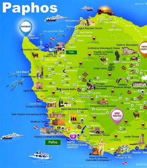 Paphos Tourist Attractions Map Max 