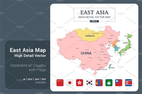 Eastasia Map Color Separated Country Illustrator Graphics Creative