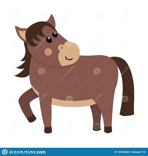 Cute And Funny Brown Horse Stock Vector Illustration Of Cheerful