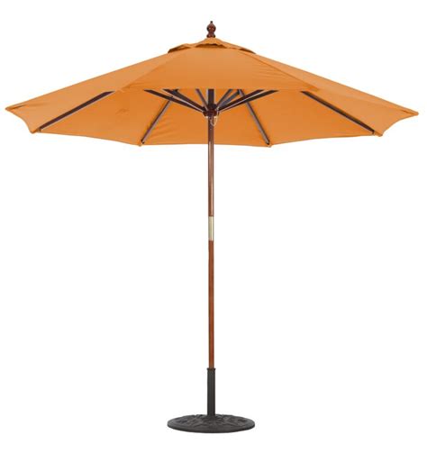 9 Foot Wooden Patio Market Umbrella With Double Pulley Lift Sunbrella