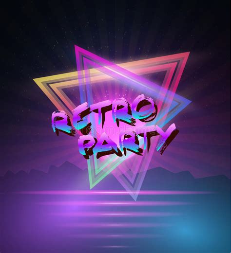 1980 Neon Techno Poster Retro Disco 80s Background Made In Tron Stock