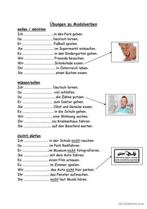 Übungen zu Modalverben Deutsch DAF Arbeitsblätter pdf doc