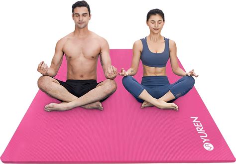 yuren xl yoga mat 4x7 ft extra wide large comfortable 10mm thick non slip nbr foam mat