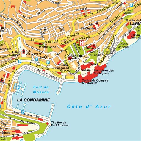 Monētu kopīgajā pusē ir karte un denominācija. Stadtplan Monte Carlo, Monaco. Karte und Routenplaner von ...