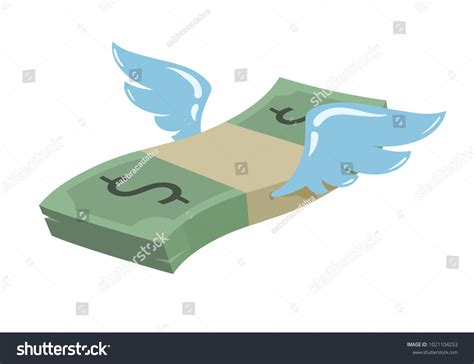 Flying Stack Dollar Banknotes Winged American Stock Illustration