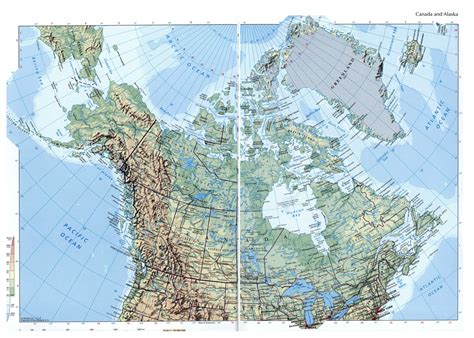 Large Elevation Map Of Canada And Alaska With Roads And Cities 
