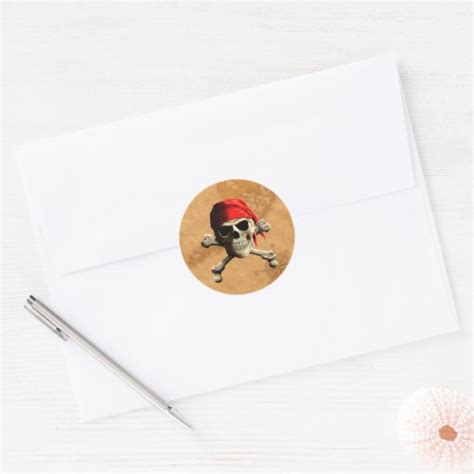 The Jolly Roger Pirate Map Classic Round Sticker Zazzle