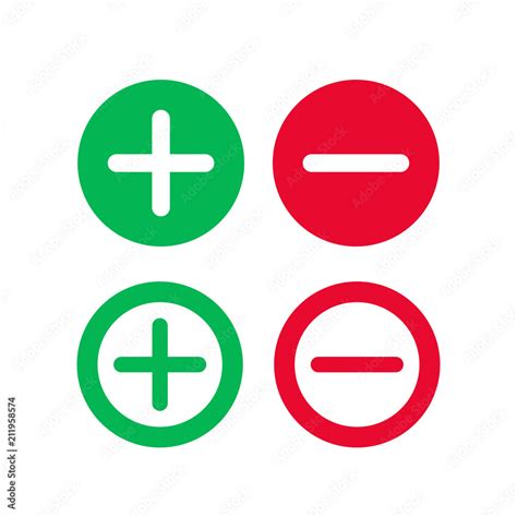 Plus And Minus Vector Icon Positive And Negative Symbol Simple Flat