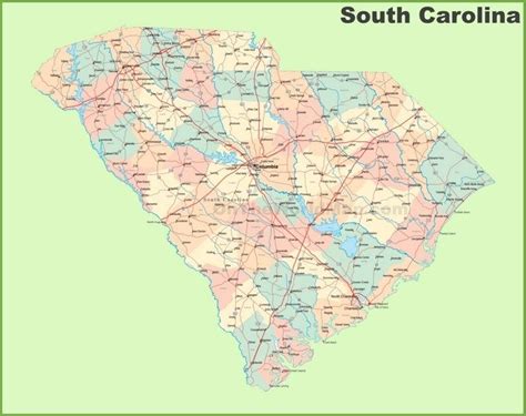 Road Map Of South Carolina With Cities With Images Map South