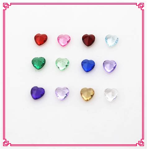 New 120pcslot Mix 12 Month Different Color 5mm Crystal Heart
