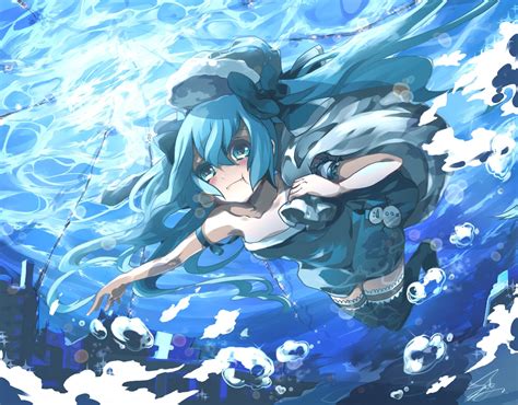 Bubbles Hatsune Miku Saihate Underwater Vocaloid Water Konachan Com Konachan Com Anime