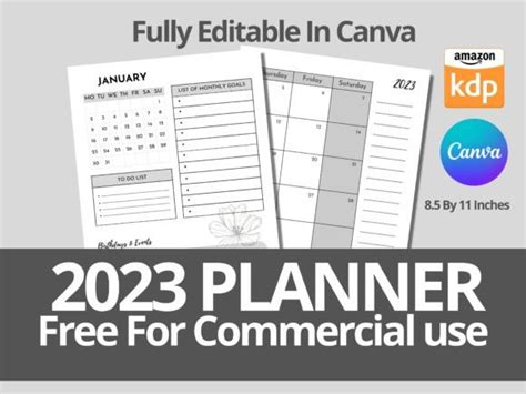 1 2023 Editable Canva Planner Designs & Graphics