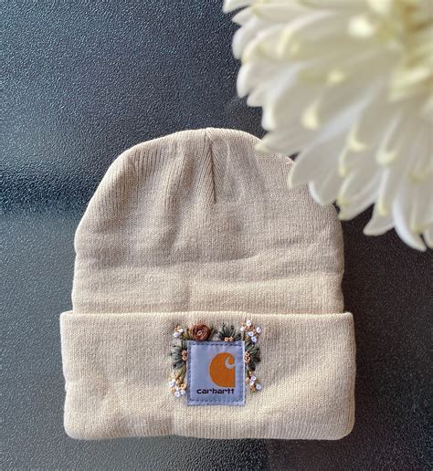 Custom Adult Floral Embroidered Beanie Etsy