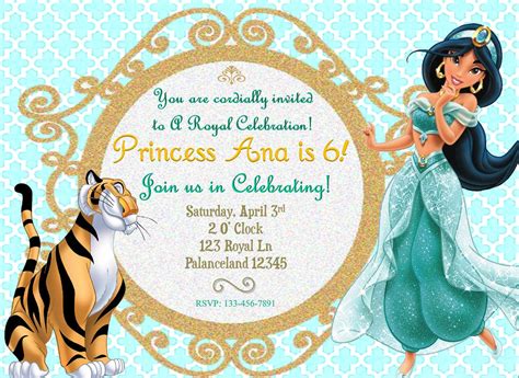 Princess Jasmine Birthday Invite Aladdin Party Invitation Images And Photos Finder