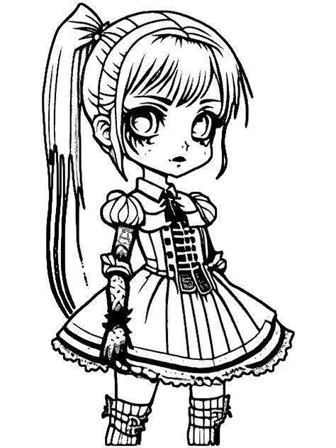 Goth Anime Girl Coloring Page · Creative Fabrica