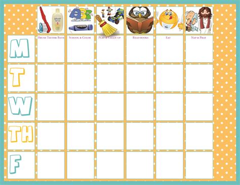 Printable Preschool Chore Chart Template