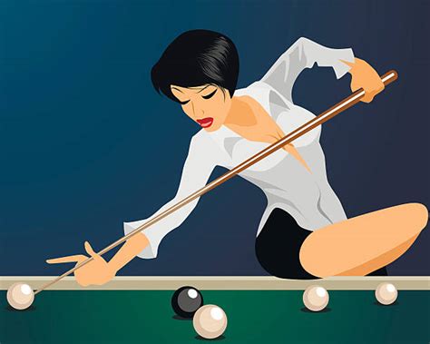 Best Cartoon Of A Women Playing Pool Illustrations Royalty Free Vector