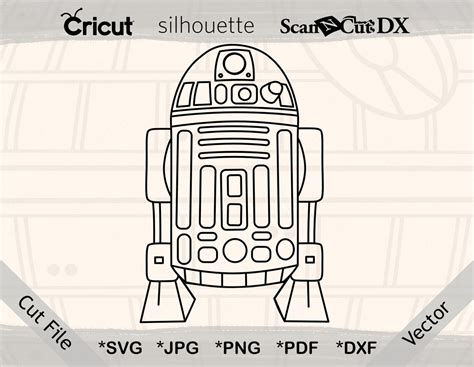 R2 D2 Vector Outline Star Wars Cut File  Png Svg Pdf Etsy