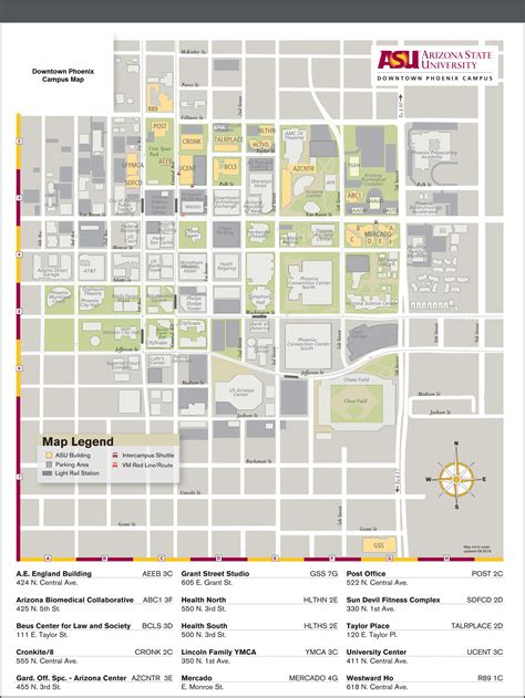 Asu Downtown Campus Map Map Of New Hampshire